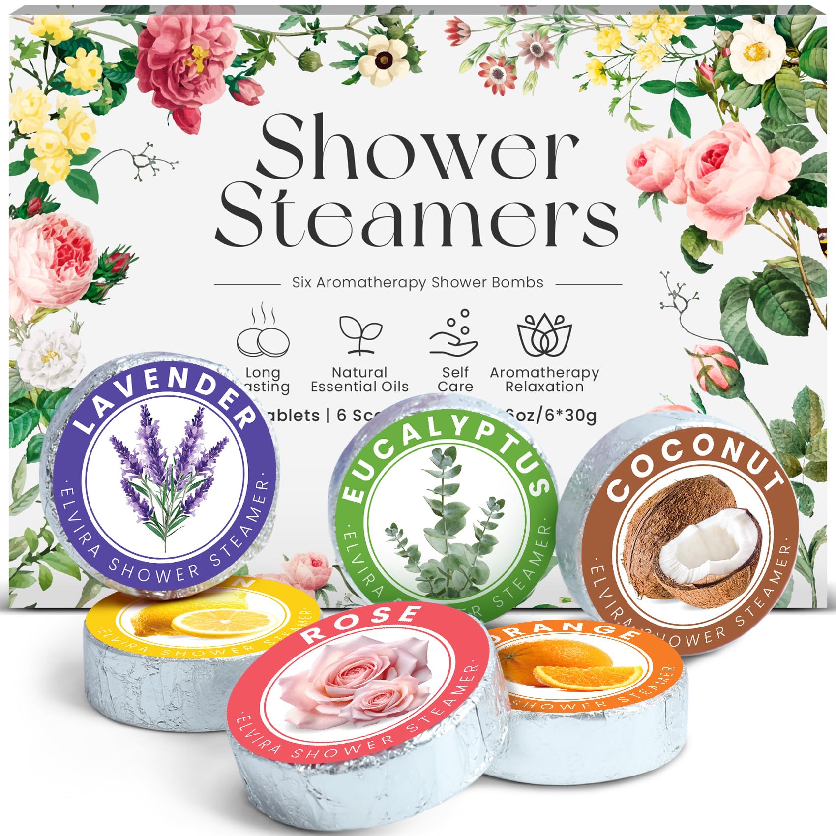 Elvira Shower Steamers Aromatherapy - New Year Gifts for Women Shower Bombs for Self Care Birthday Gifts for Teens Christmas Gifts Spa Relaxation Stocking Stuffers College Care Packages